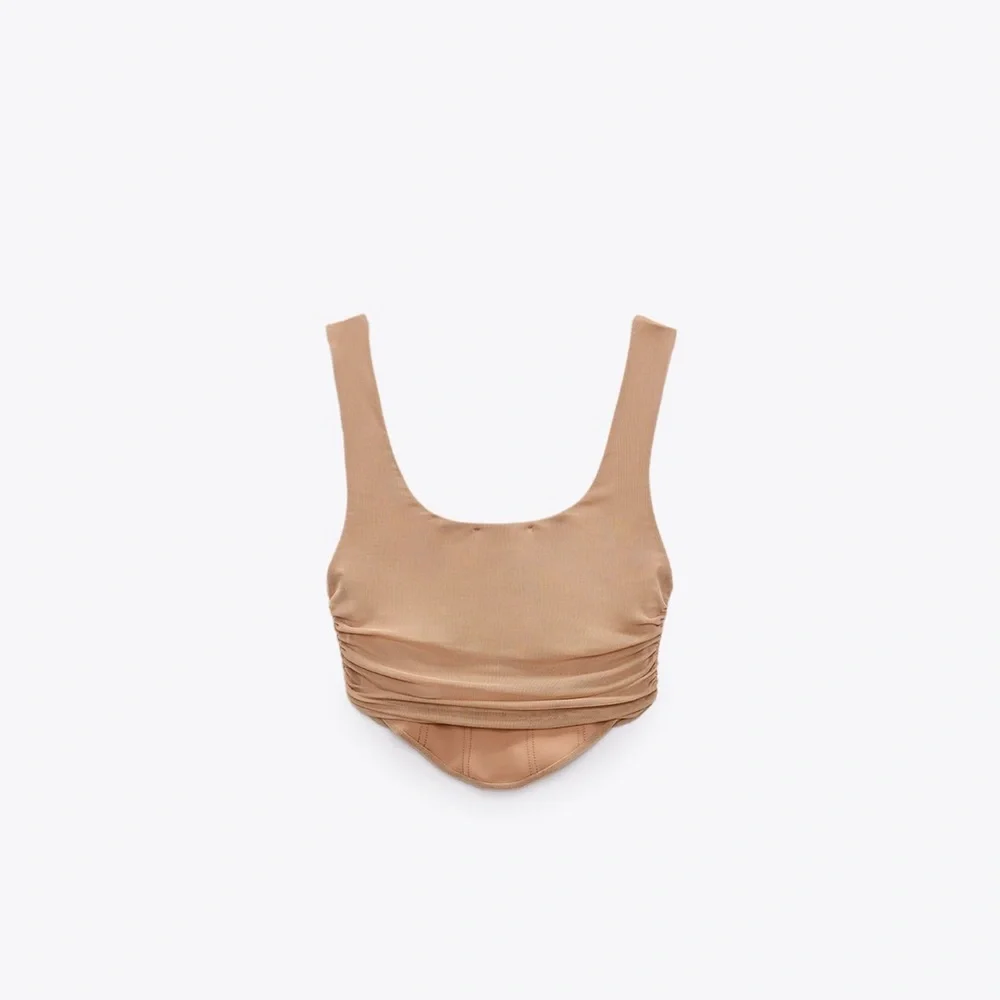 Zara Tulle Coset Top XS Beige-Pink